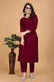 ROSHNI RAYON KURTI AND PANT SET MAROON