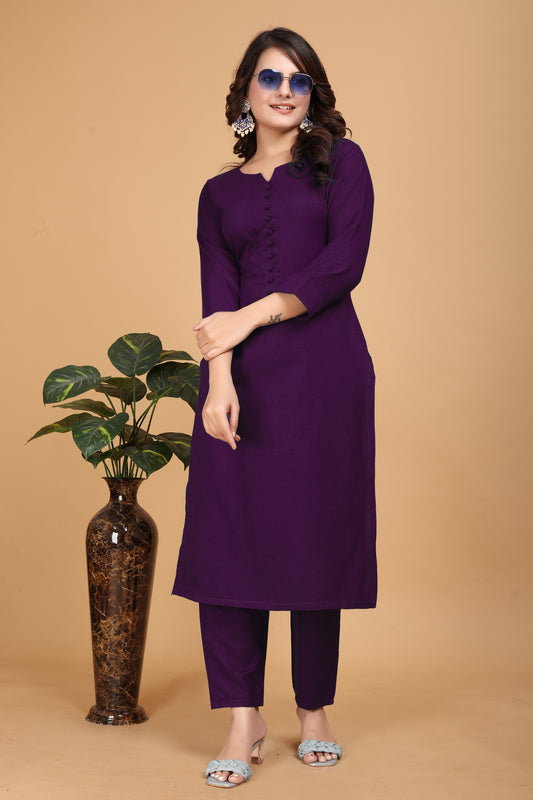 ROSHNI RAYON KURTI AND PANT SET WAIN